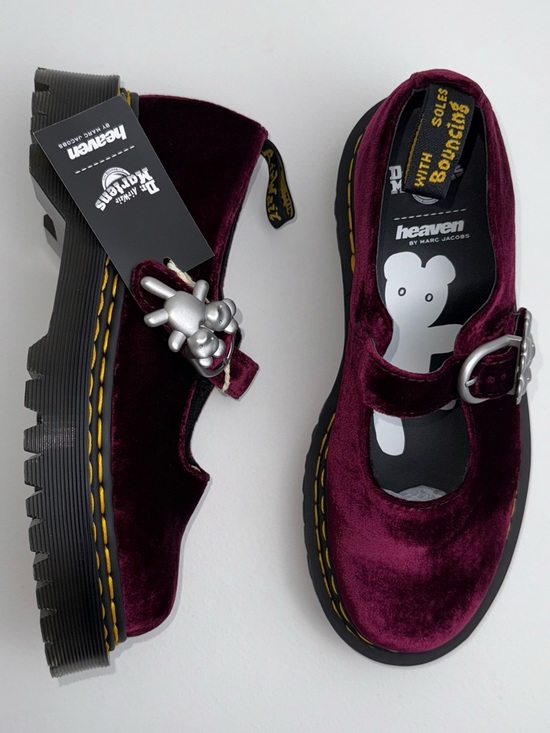 Marc Jacobs Shoes - Dr. Martens x Heaven Marc Jacobs Addina Velvet Shoes Cherry Red Mary Janes UK 6